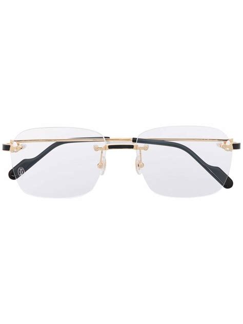 gold cartier glasses|cartier rimless glasses gold.